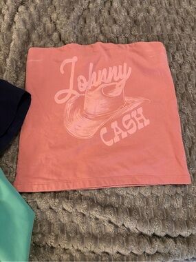 American Eagle Outfitters Pink Graphic Tube Top - Johnny Cash